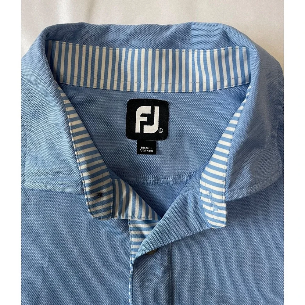 FJ Golf Polo Shirt Size XL Blue  White Striped The‎ Woodlands Country Club